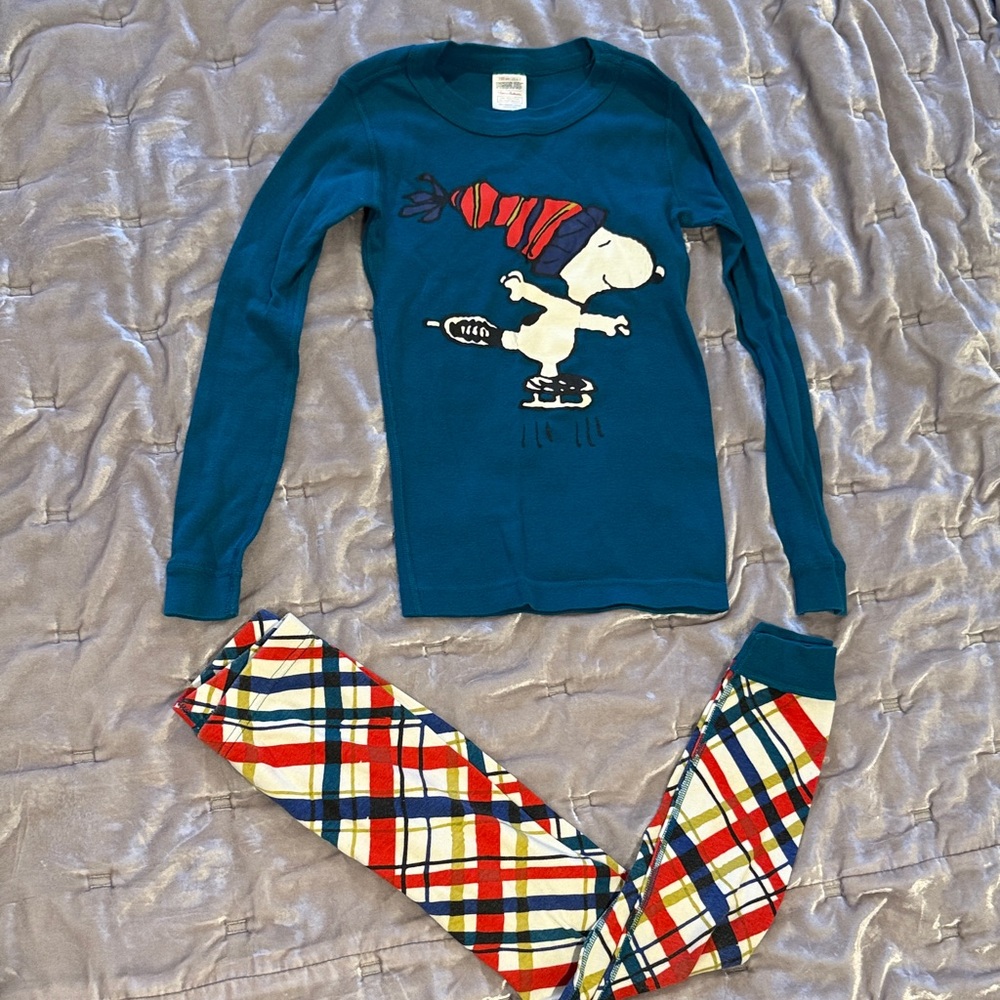 Hanna Andersson Teal Snoopy Pajama Set